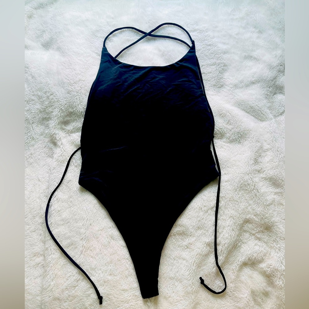 NWT naked wardrobe Black Thong One Piece Swimsuit
